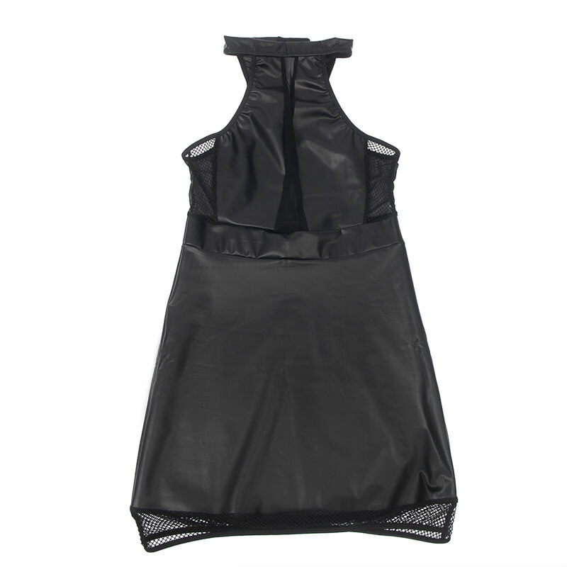 Vestido Cuello Halter con Transparencias Negro