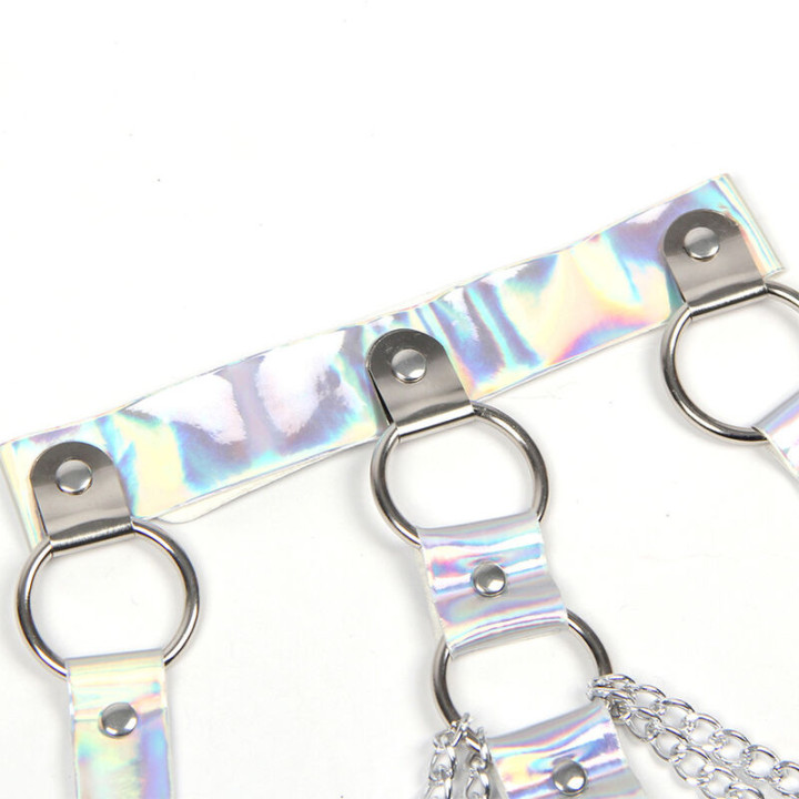 Arnés de Pecho con Anillos y Cadenas Plata