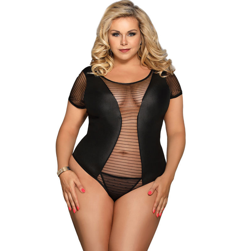 Fetish Teddy Manga Corta Talla Grande