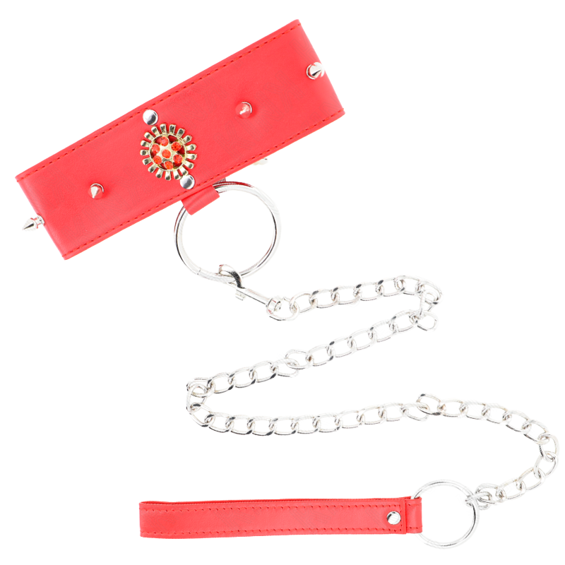 Collar con Correa Rojo con Diamantes