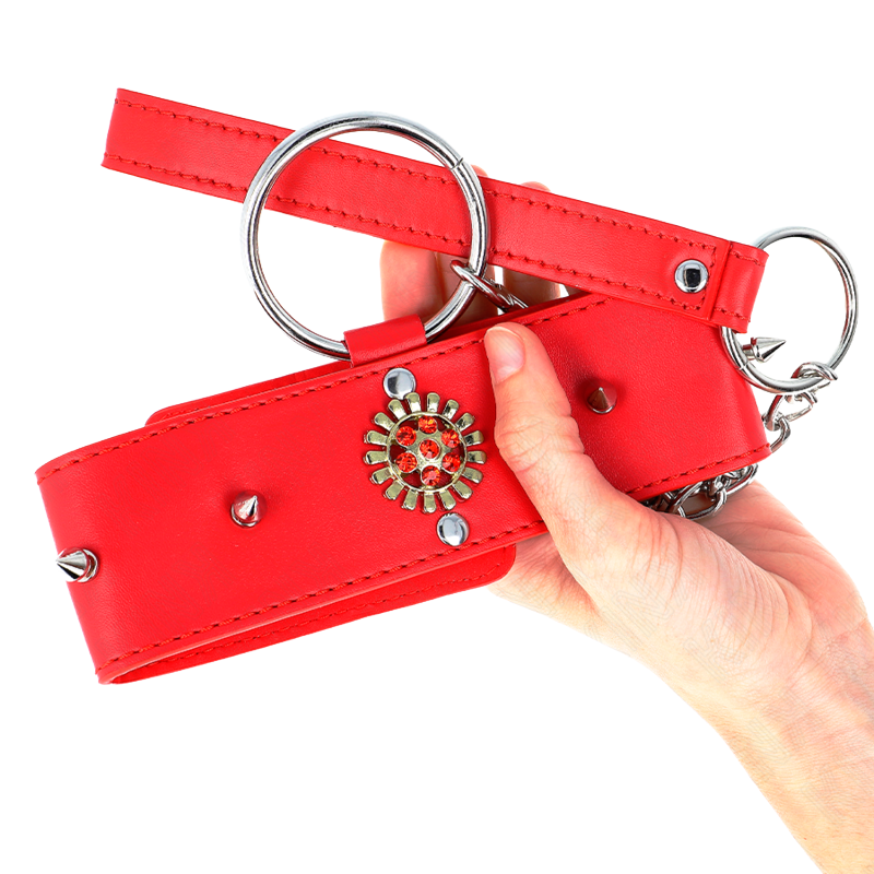 Collar con Correa Rojo con Diamantes
