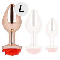 Plug Anal Oro Rosado Rosa Roja L