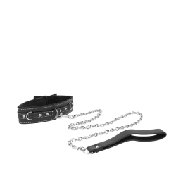 Collar Con Correa Diamantes Negro
