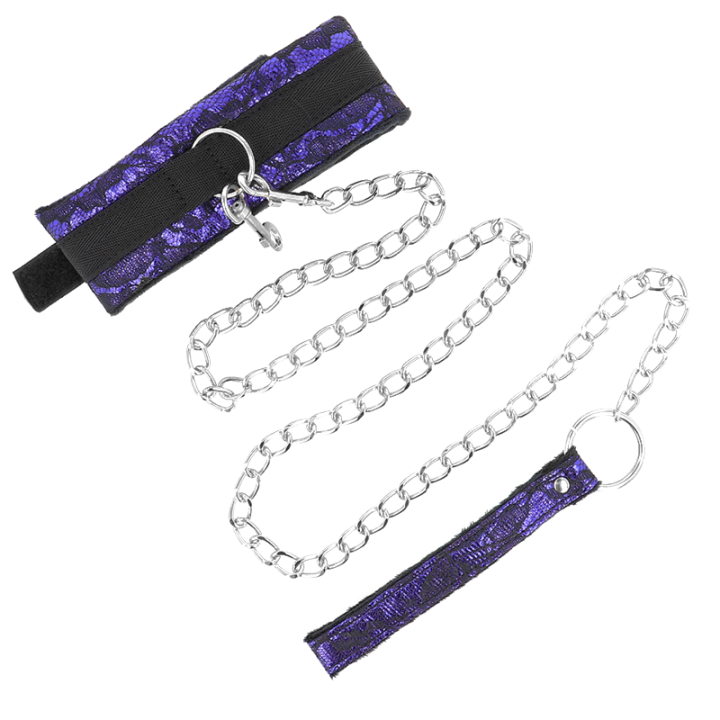 Collar con Correa Corto de Encaje con Ribete