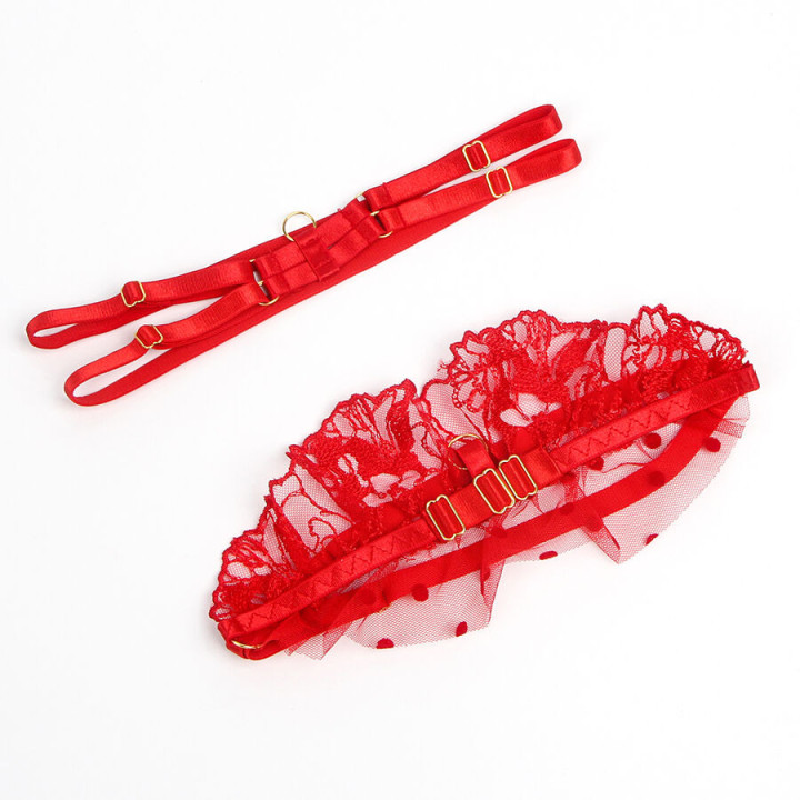 Conjunto Sujetador y Liga de Encaje Rojo