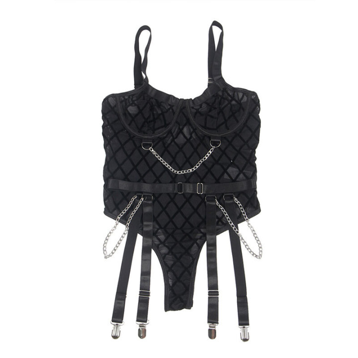 Body con Cadenas y Ligueros Negro