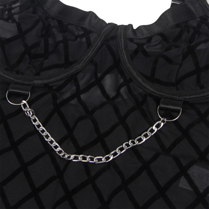 Body con Cadenas y Ligueros Negro