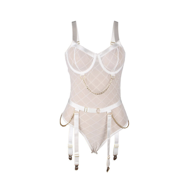 Body con Cadenas y Ligueros Blanco