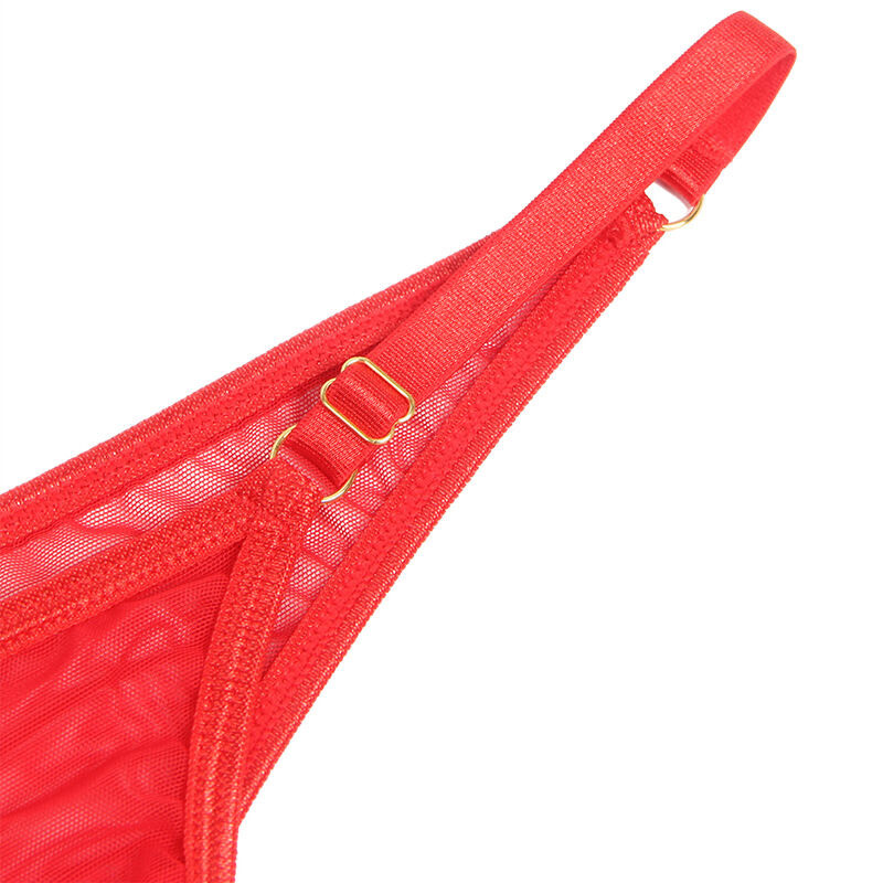 Conjunto Sujetador con Cadenas y Corazón Rojo