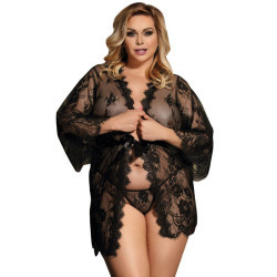 Bata Encaje Mangas Acampanadas Talla Grande