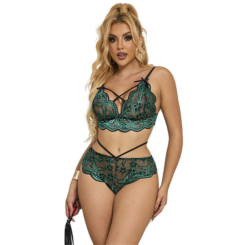 Sujetador y Panties Encaje Verde
