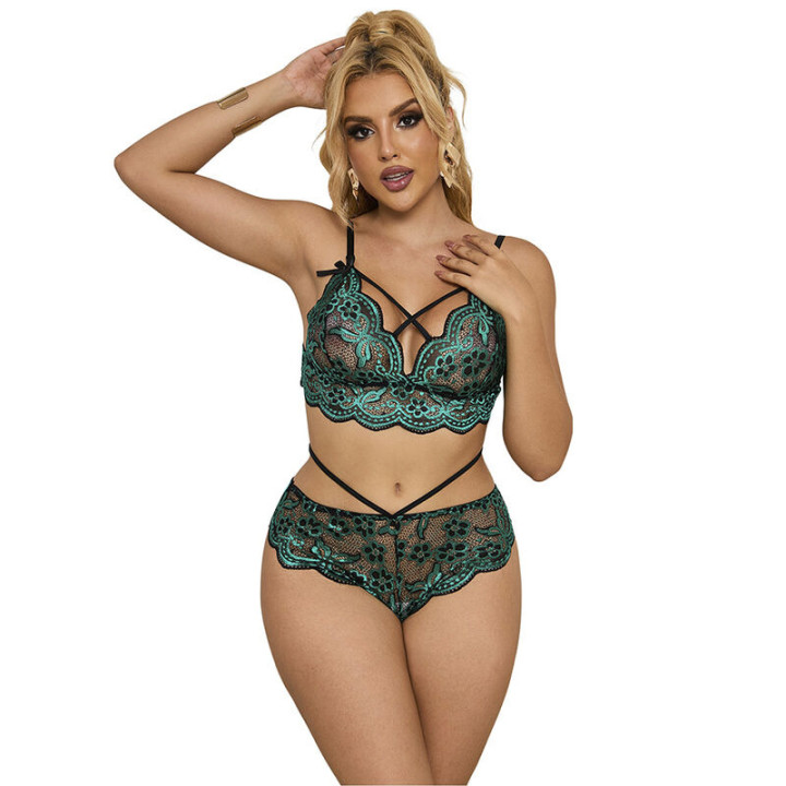 Sujetador y Panties Encaje Verde