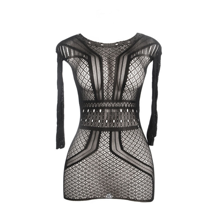 Vestido Rejilla Corto con Espalda Descubierta TU
