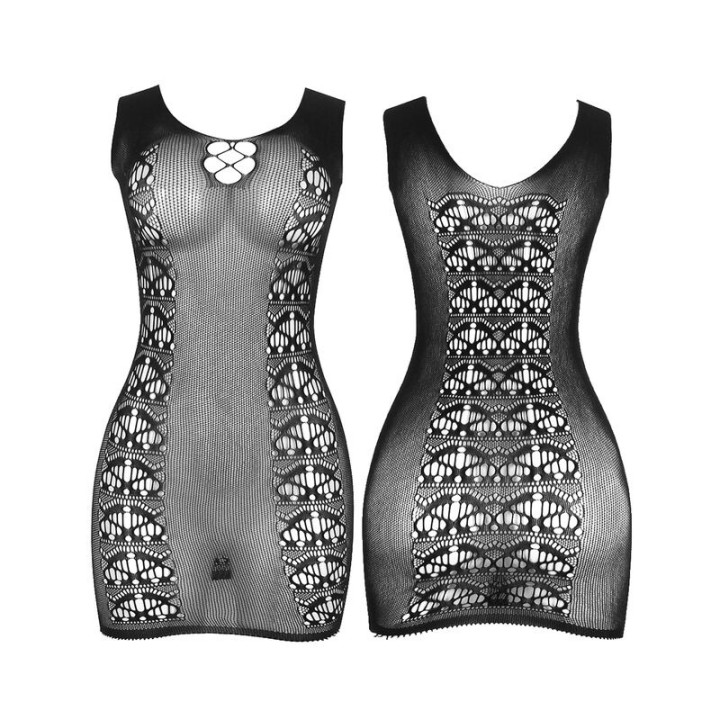 Vestido de Rejilla Corto Negro TU