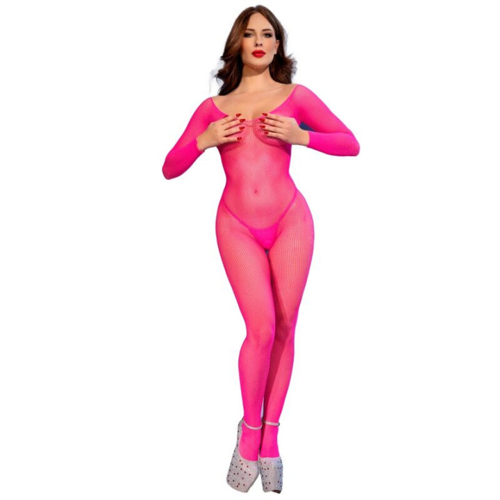 CR 4894 Bodystocking Malla Rosa Neón