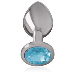 Plug Anal Metálico con Cristal Azul Talla M