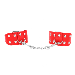 Muñequeras con Doble Línea de Tachuelas Rojo