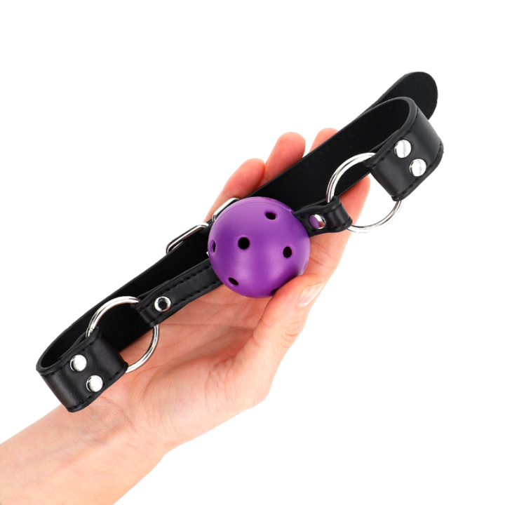 Mordaza de Bola Transpirable con Doble Remache Morado