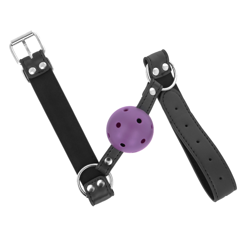 Mordaza de Bola Transpirable con Doble Remache Morado