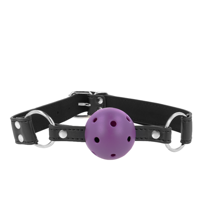 Mordaza de Bola Transpirable con Doble Remache Morado