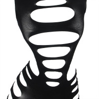Vestido de Rejilla Manga Larga Negro