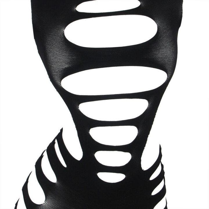 Vestido de Rejilla Manga Larga Negro