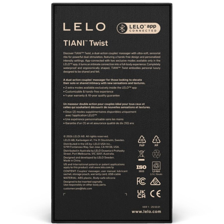 Lelo Tiani Twist Vibrador para Parejas Lavanda