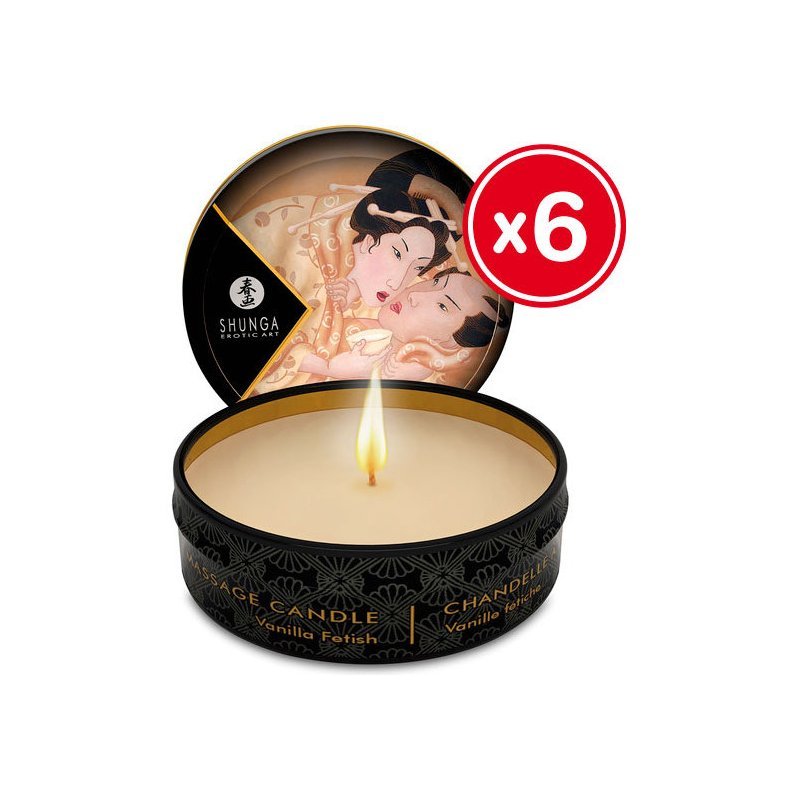 Shunga Vela de Masaje Vainilla 6 x 30 ml