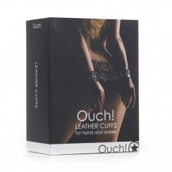 Ouch Esposas de Cuero para Pies o Manos Negro