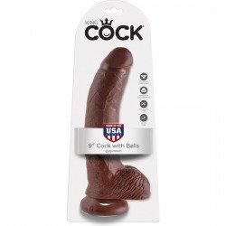 King Cock Pene Realístico con testículos 23 cm Marrón