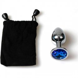 Metal Plug Anal Pequeño Azul con Bolsa