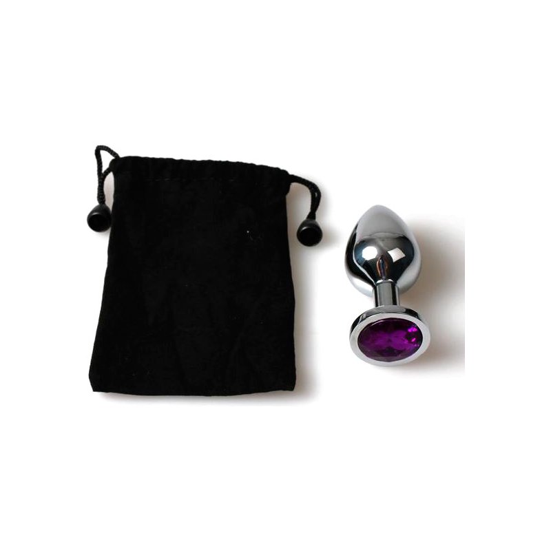 Pequeño Plug Anal Metal Morado con Bolsa