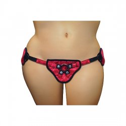 Sportsheets harness with Corsett Strap-On Red satin Plus Size