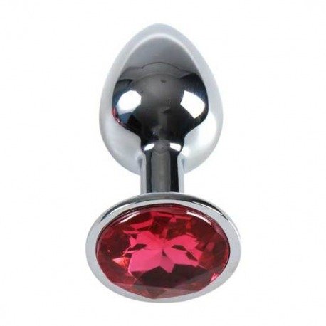 Plug Anal Metal Mediano Fucsia con Bolsa