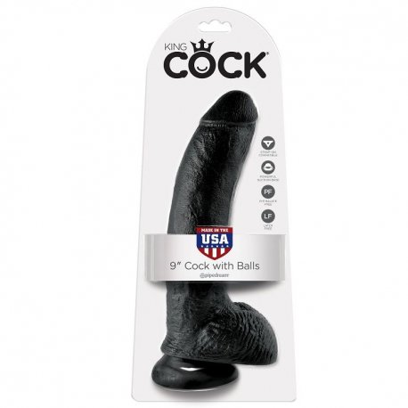 King Cock Pene Realístico con Testículos 23 cm Negro