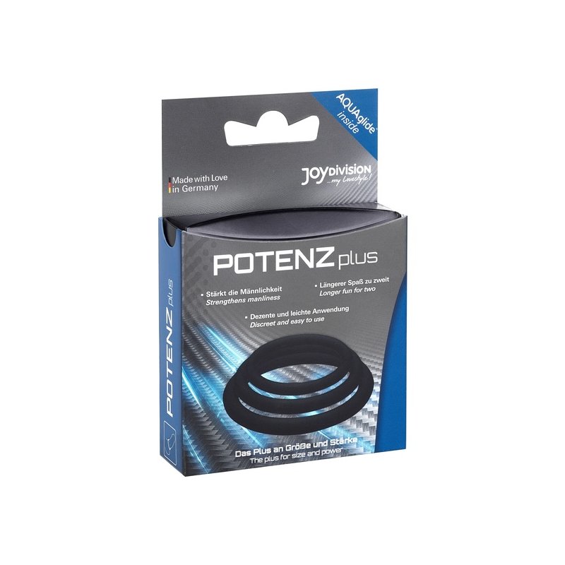 Potenzplus Kit de 3 Anillos Pene Negro