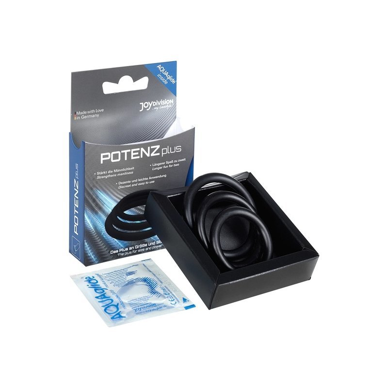 Potenzplus Kit de 3 Anillos Pene Negro