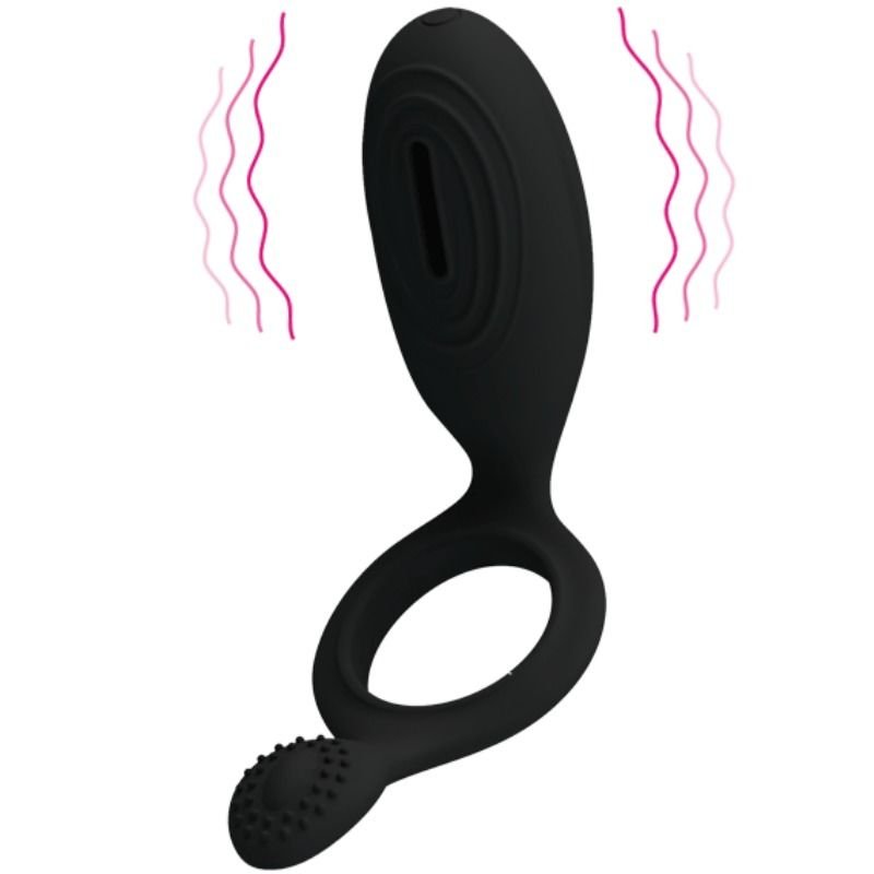 Anillo Vibrador con Estimulador Ethel Negro