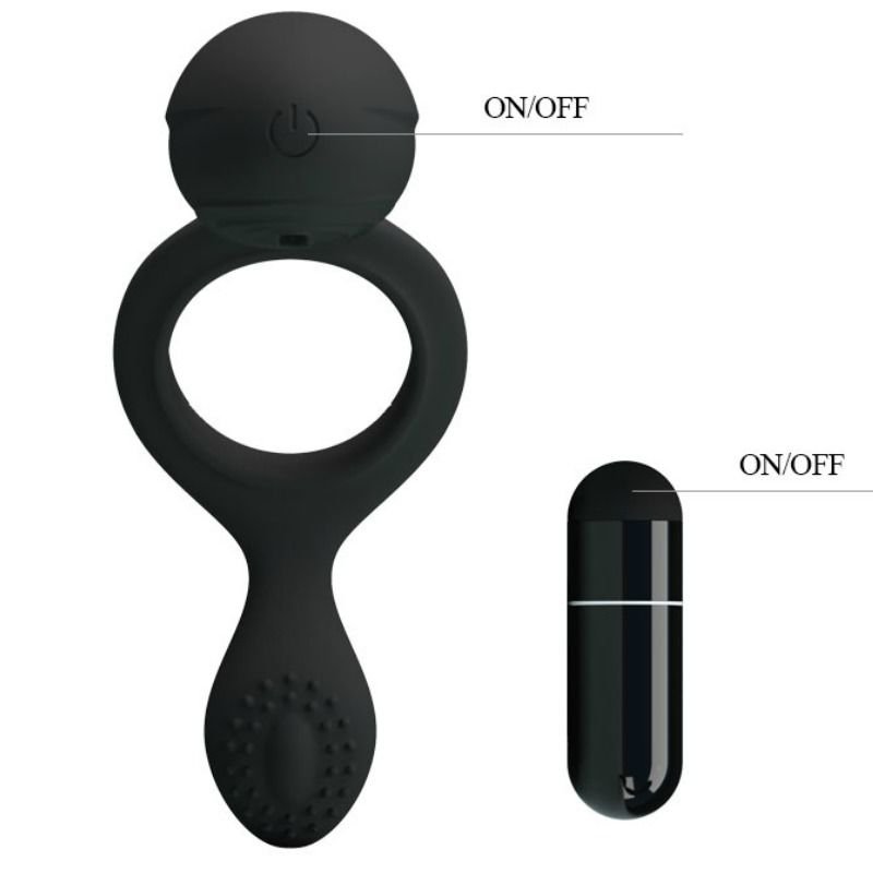 Anillo Vibrador con Estimulador Ethel Negro