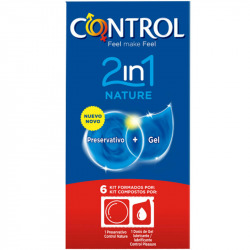 Preservativos Control 2 en 1 Nature + Lube Nature 6 uds
