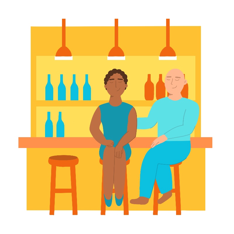Pareja jugando en un bar