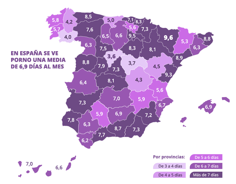 Cuántas veces al mes ven porno en cada provincia