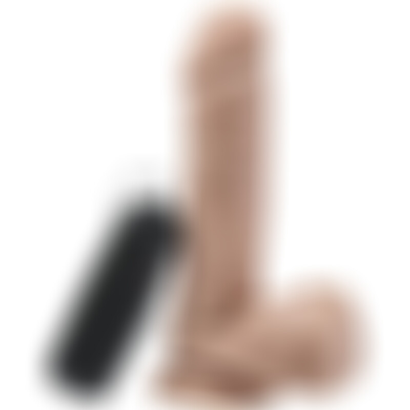 Dildo 18 cm con Vibrador Testículos Natural